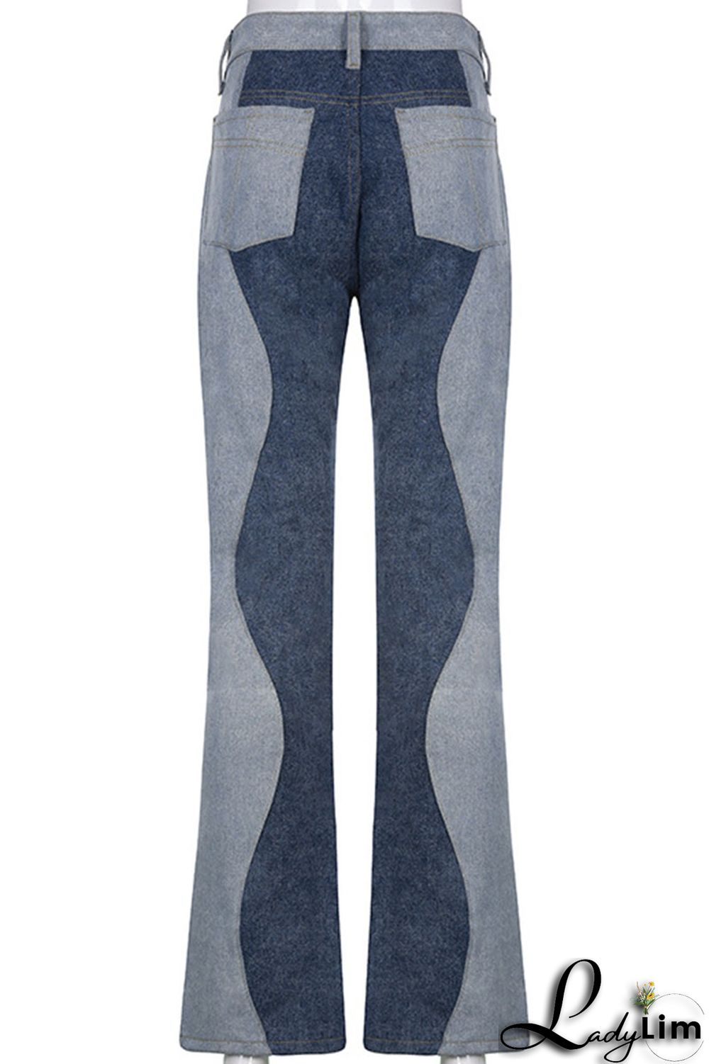 Blue Casual Street Solid Split Joint High Waist Denim Jeans
