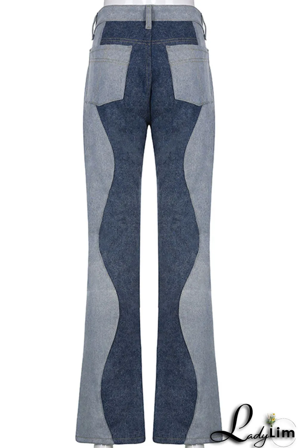 Blue Casual Street Solid Split Joint High Waist Denim Jeans