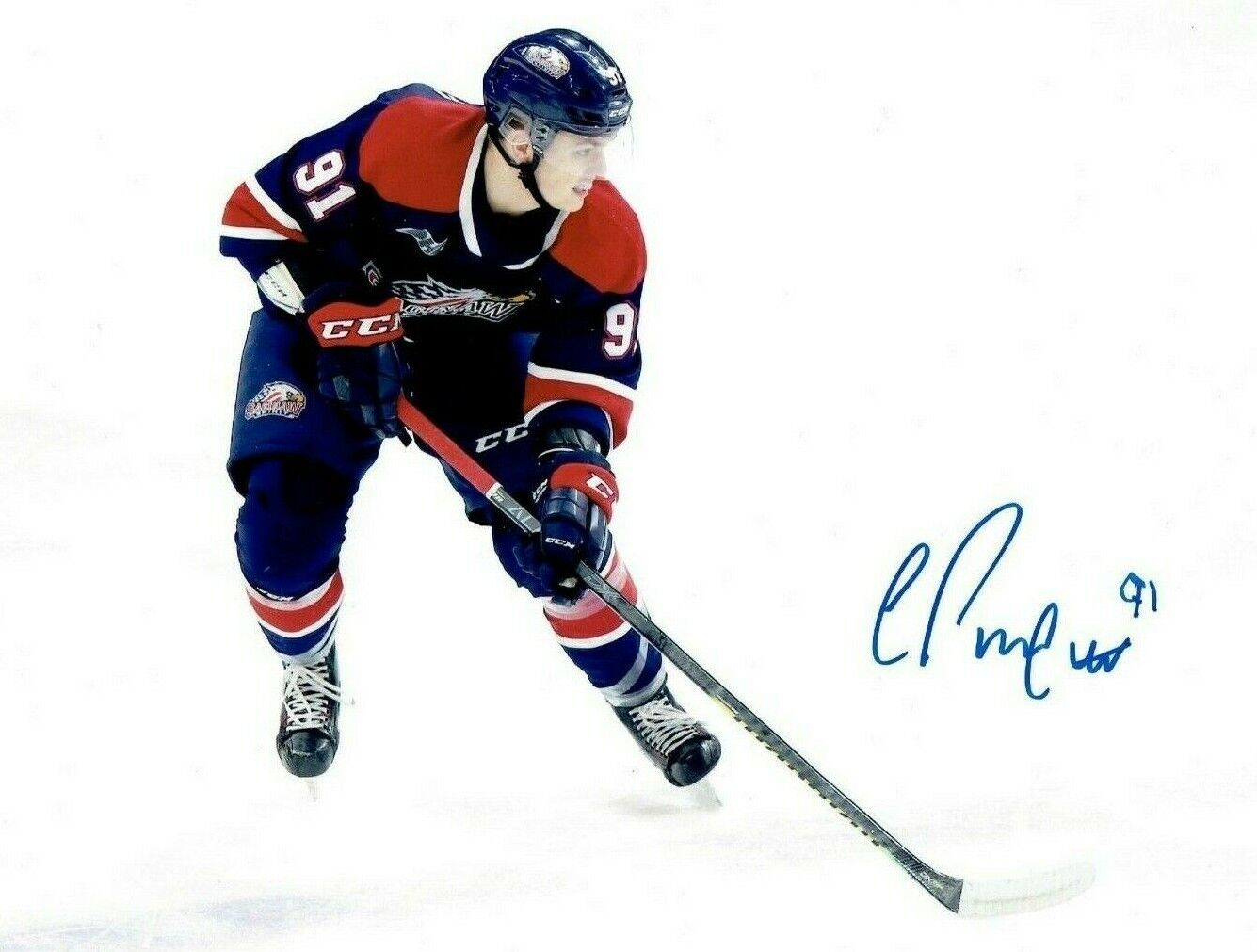 COLE PERFETTI autographed SIGNED SAGINAW SPIRIT 8X10 Photo Poster painting WINNIPEG JETS