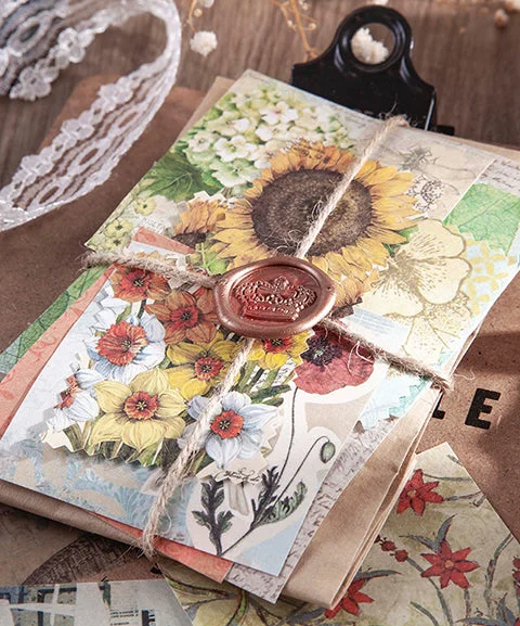 210 Sheets Impression Flower Gallery Retro Material Paper Kit-Himinee.com