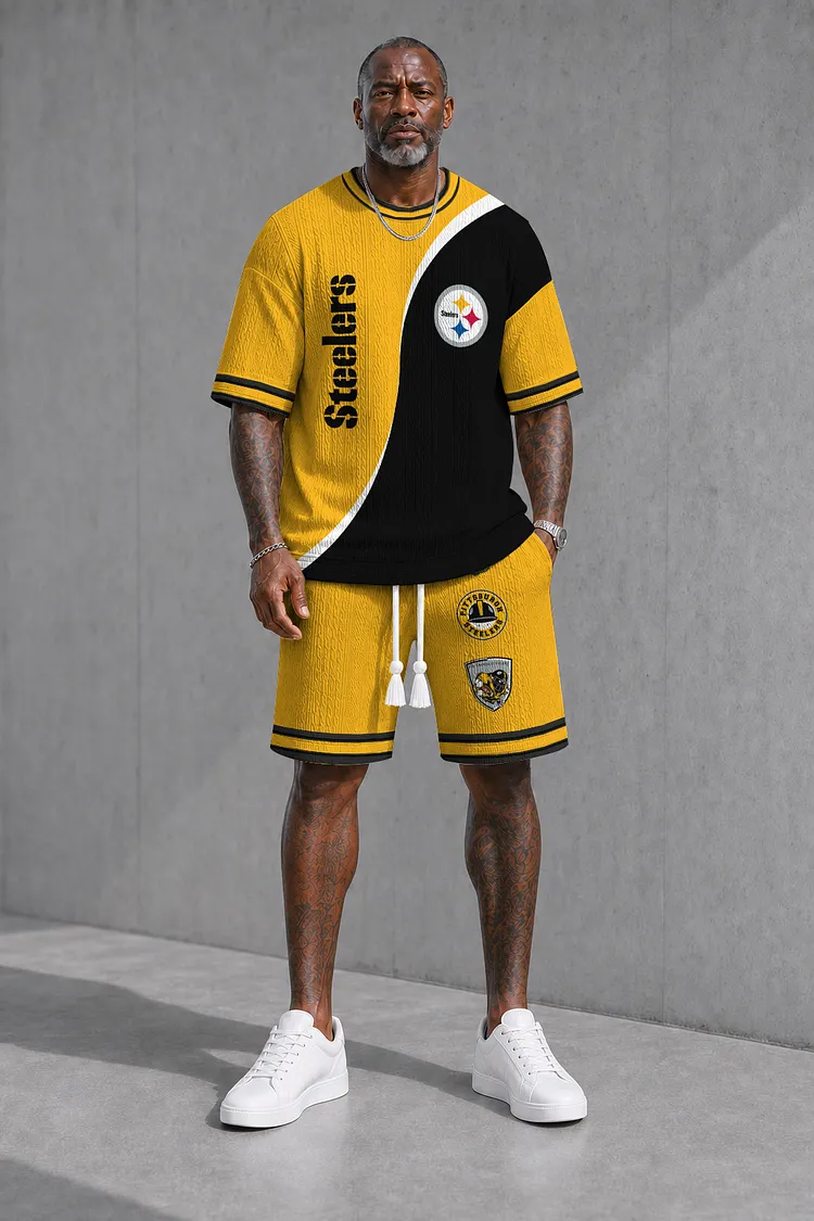 Pittsburgh Steelers  Men&rsquo;s Jacquard Cable-Knit Tee & Shorts Set