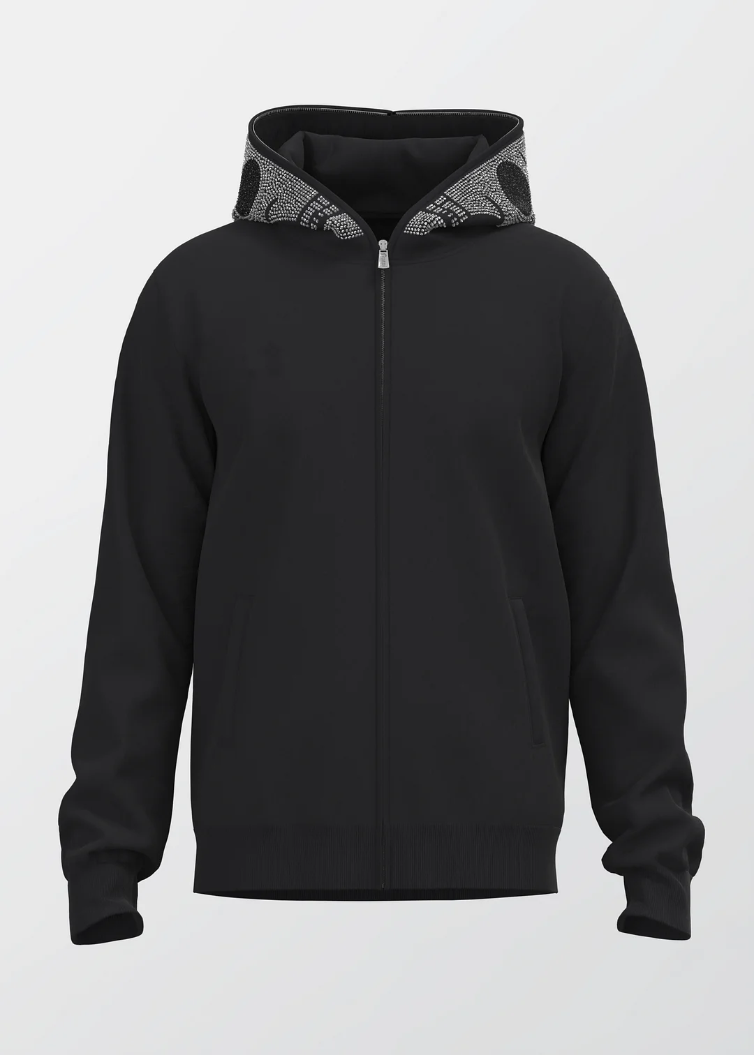 Personalized fashion rhinestone skull zipper sweatshirt jacket