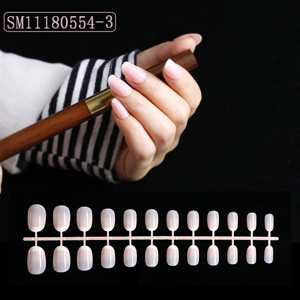 1set/24pcs French Fake Nails Matte /UV False Nail Detachable tips Nail Extension Manicure Art Press On Fake False Nails Beauty-Nail Inspo