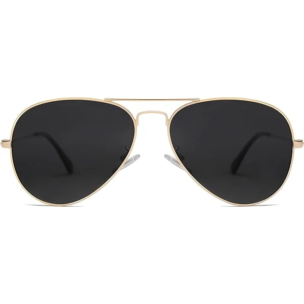 Classic Aviator Polarized Sunglasses for Men Women Vintage Retro Style Black 58 Millimeters