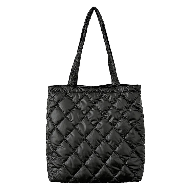 Women Down Satchel Bag Casual Trendy Sling Bag Slouchy Travel Bag (Black)