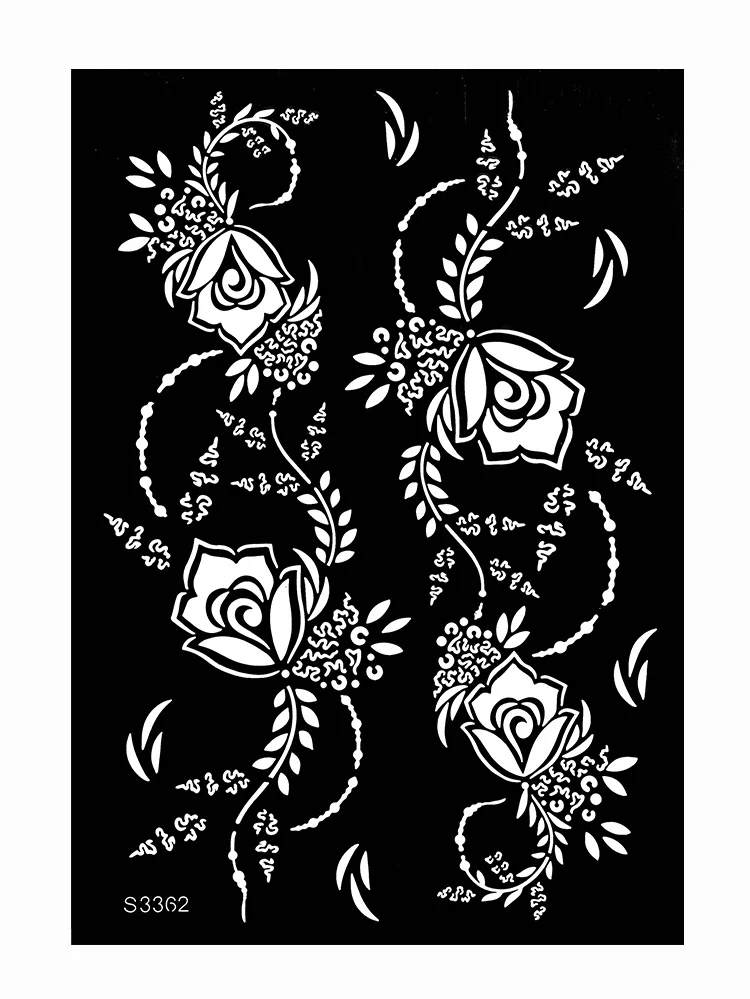 Sdrawing Drawing Henna Template for Hand Henna Tattoo Stencil Flower Tattoo Design for Women Wedding Festival Party Tatoo Tools