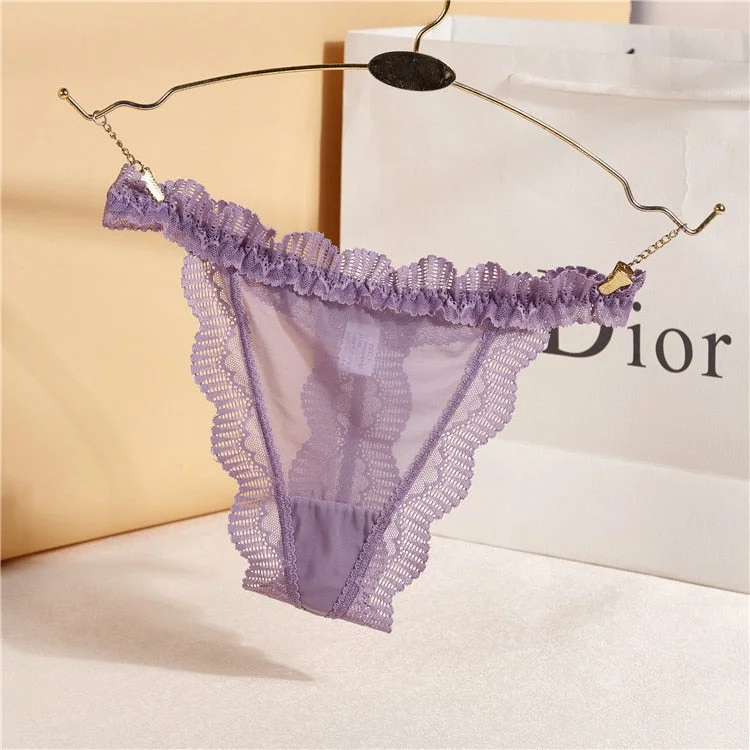Women's Thong  Sexy Lace Panties Women Solid Briefs Seamless Transparent G-String Low Waist Sexy Mesh Underpants Female Lingerie