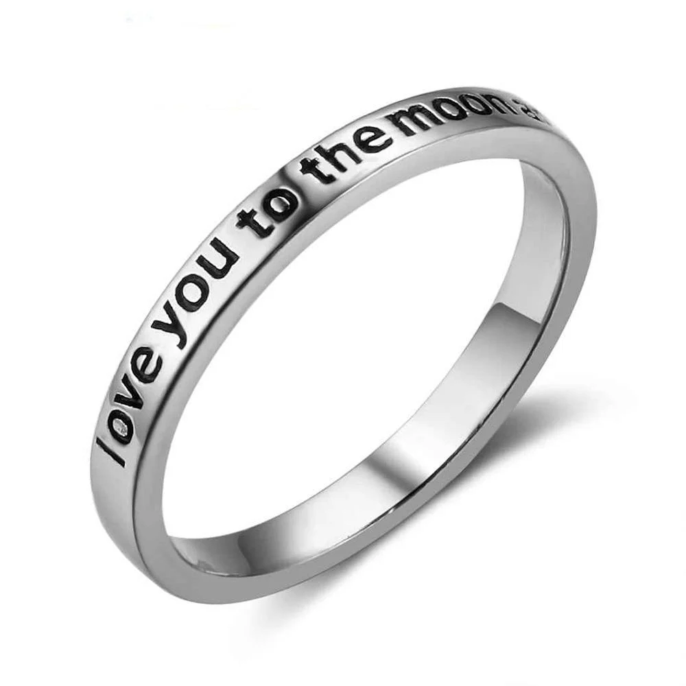 "I love you to the moon and back" Sterling Silver Ring
