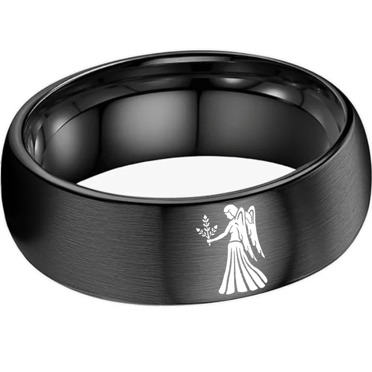 Virgo Dome Tungsten Carbide Rings Black Tungsten Wedding Bands for Men and Women 4MM 6MM 8MM Width