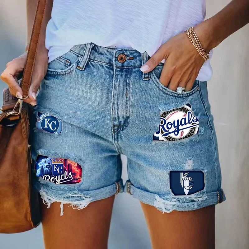 Kansas City Royals distressed cutoff denim shorts - women