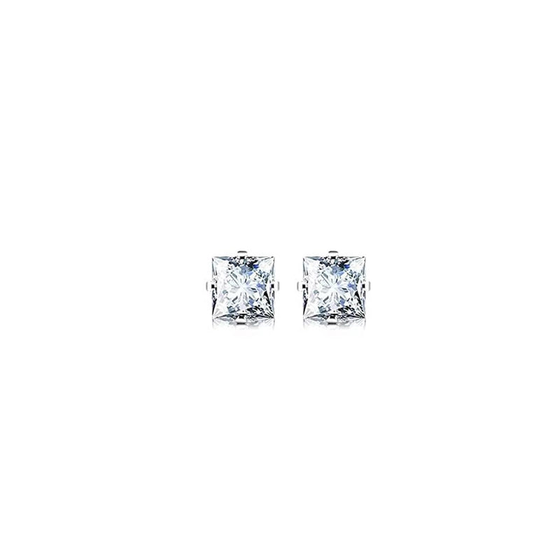 1 Pair Minimalist Square Inlay 304 Stainless Steel Zircon Ear Studs