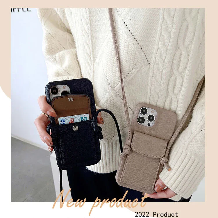 Suitable for Apple 13/14 series messenger card  bag Phone case