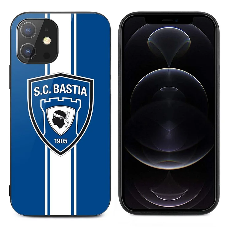 SC Bastia Coque En Verre Pour IPhone 12 Series Verre Trempé Protection Écran