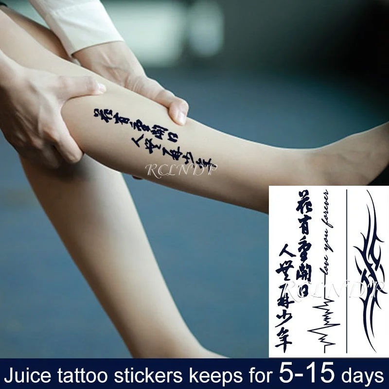 Waterproof Temporary Juice Ink Sticker Love Heart Hand Design Flower Fairy 8 Fruit Gel Long Lasting Tattoo for Men Women