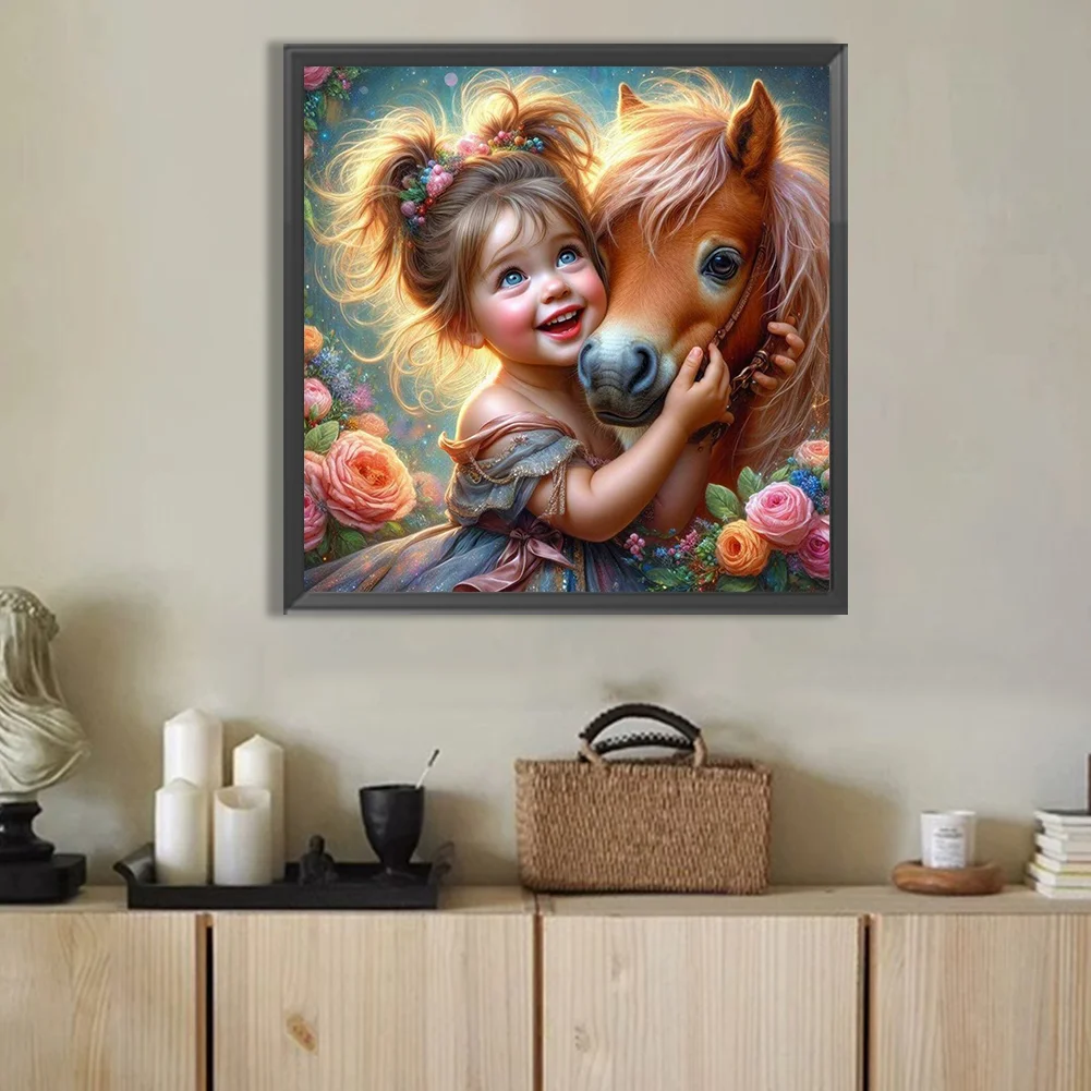 Diamond Painting - Full Round Drill - Horse Girl(Canvas|40*40cm)