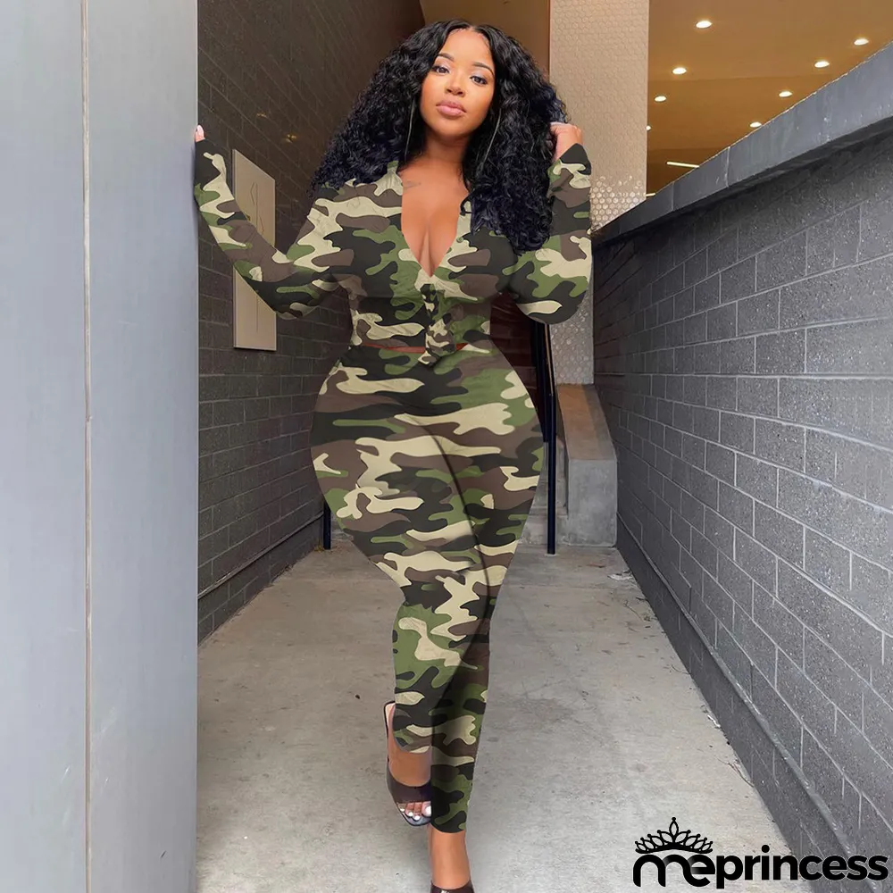 Fashion Printed Ruffle Sleeve Shirt And Pants 2 Piece Sets