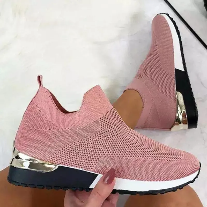 Vulcanize Shoes Sneakers Women Shoes Ladies Slip-On Knit Solid Color Sneakers for Female Sport Mesh Casual Shoes for Women 2021