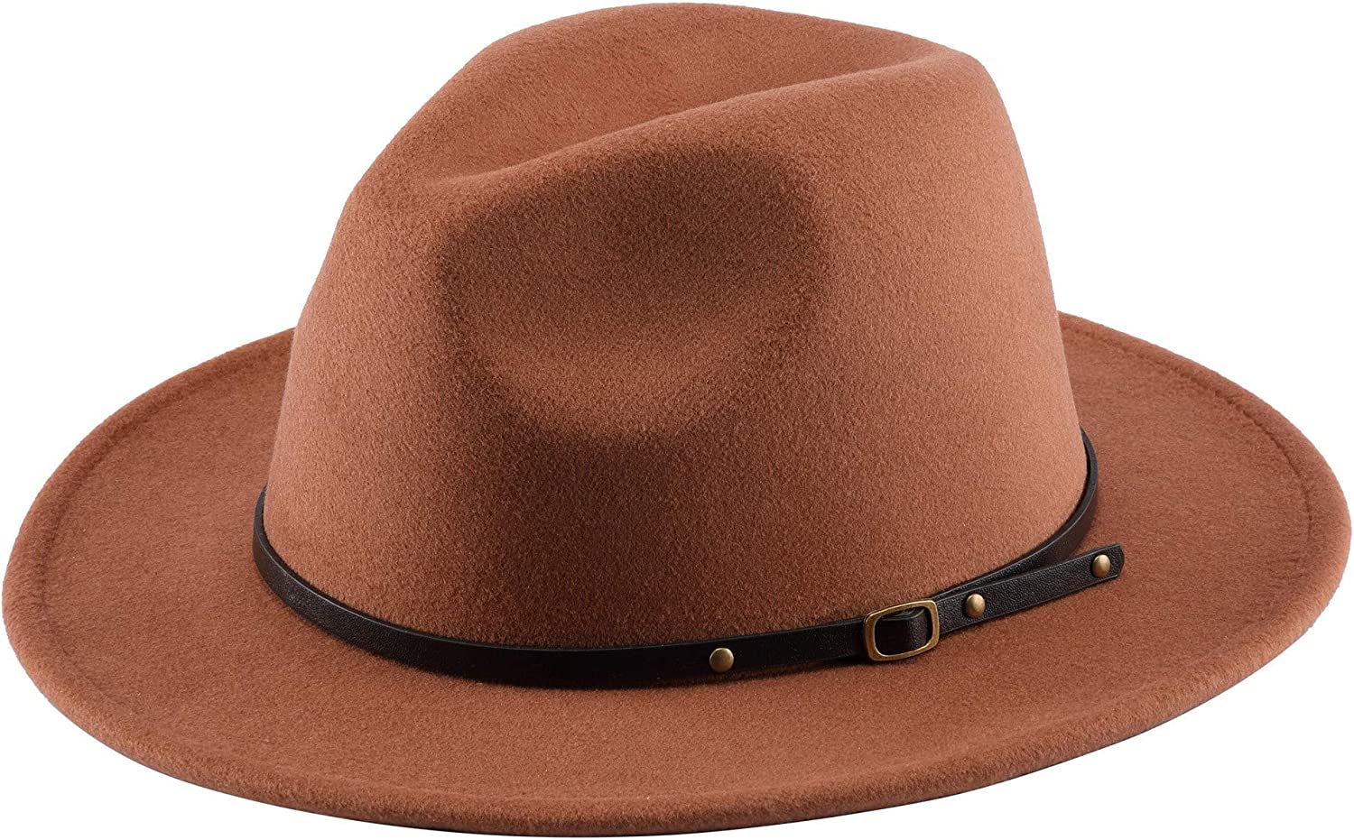 Two Tone Red Bottom Wide Brim Wool Felt Fedora Hat 