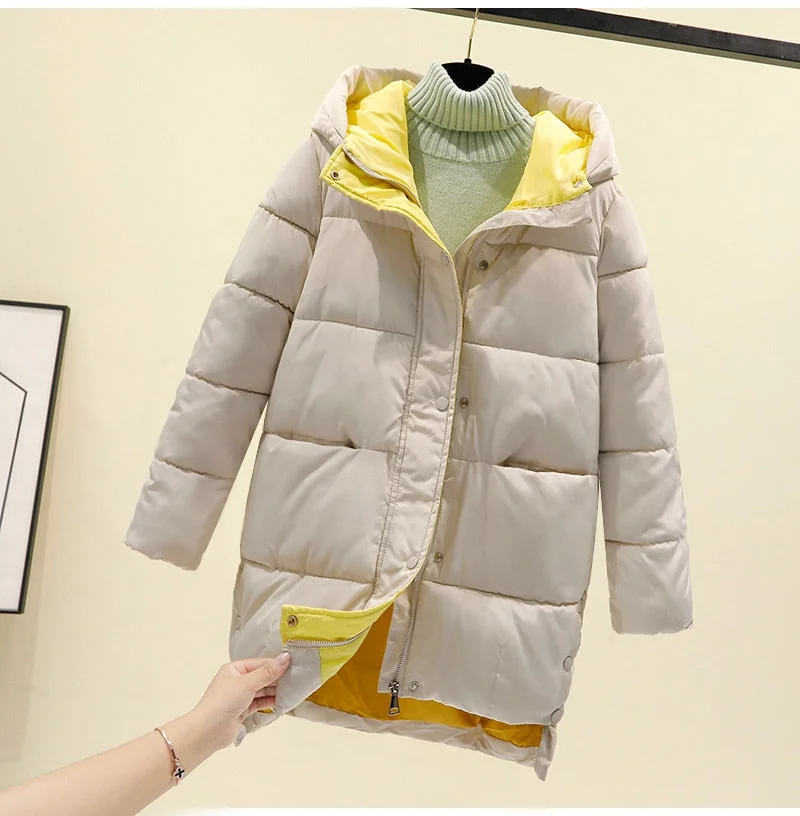 Winter Jacket Coat Women 2020 New Hooded Thick Warm Cotton Padded Mid Long Outerwear Casual Plus Size Loose Winter Coat Parkas