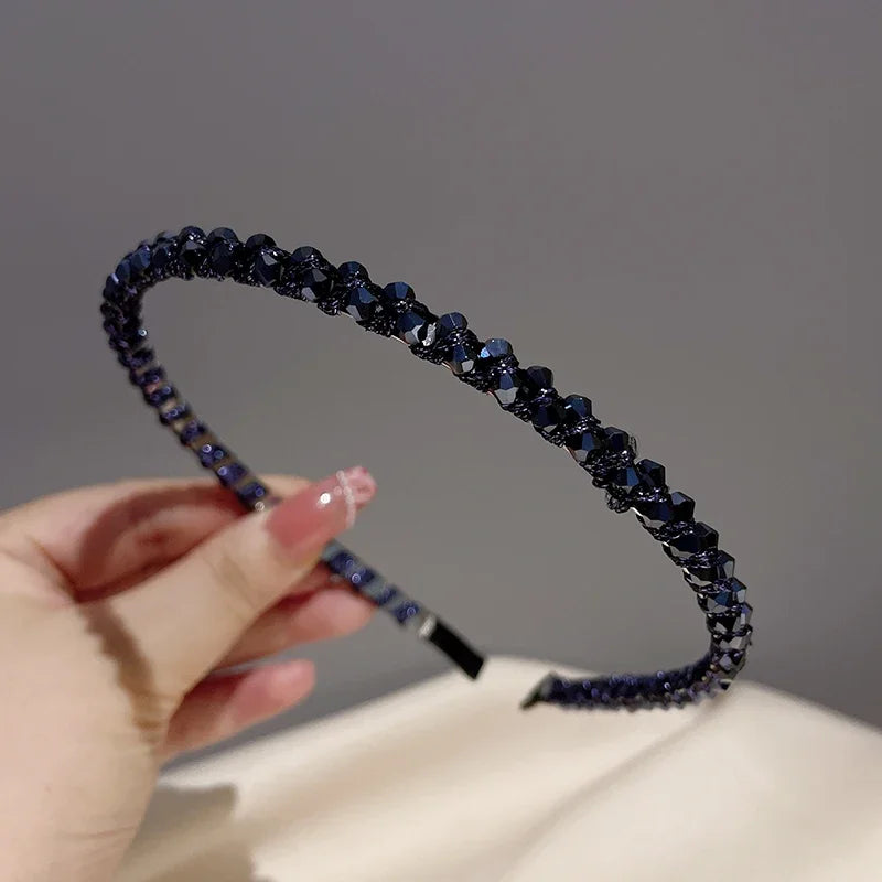 Fashion Crystal Bezel Headwear Women Headband Girls Vintage Hair Bands Hairband Hoop for Wedding Party Hair Accessories LANFUBEISI