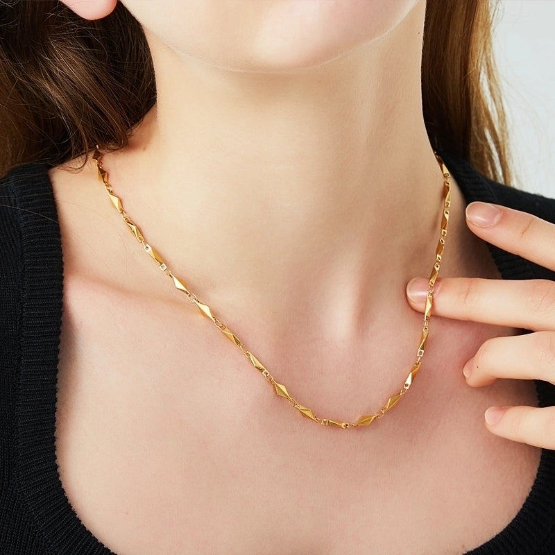 Minimalist Commute Solid Color 304 Stainless Steel None 18K Gold Plated Bracelets Necklace