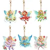 6Pcs Double Side Diamond Art Keyring Keychain Pendant for Home Decor (Cute Elfs)