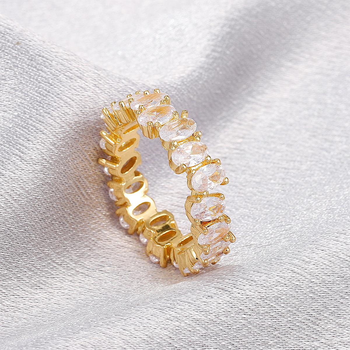 Oval Zirconia Gold-Plated Ring