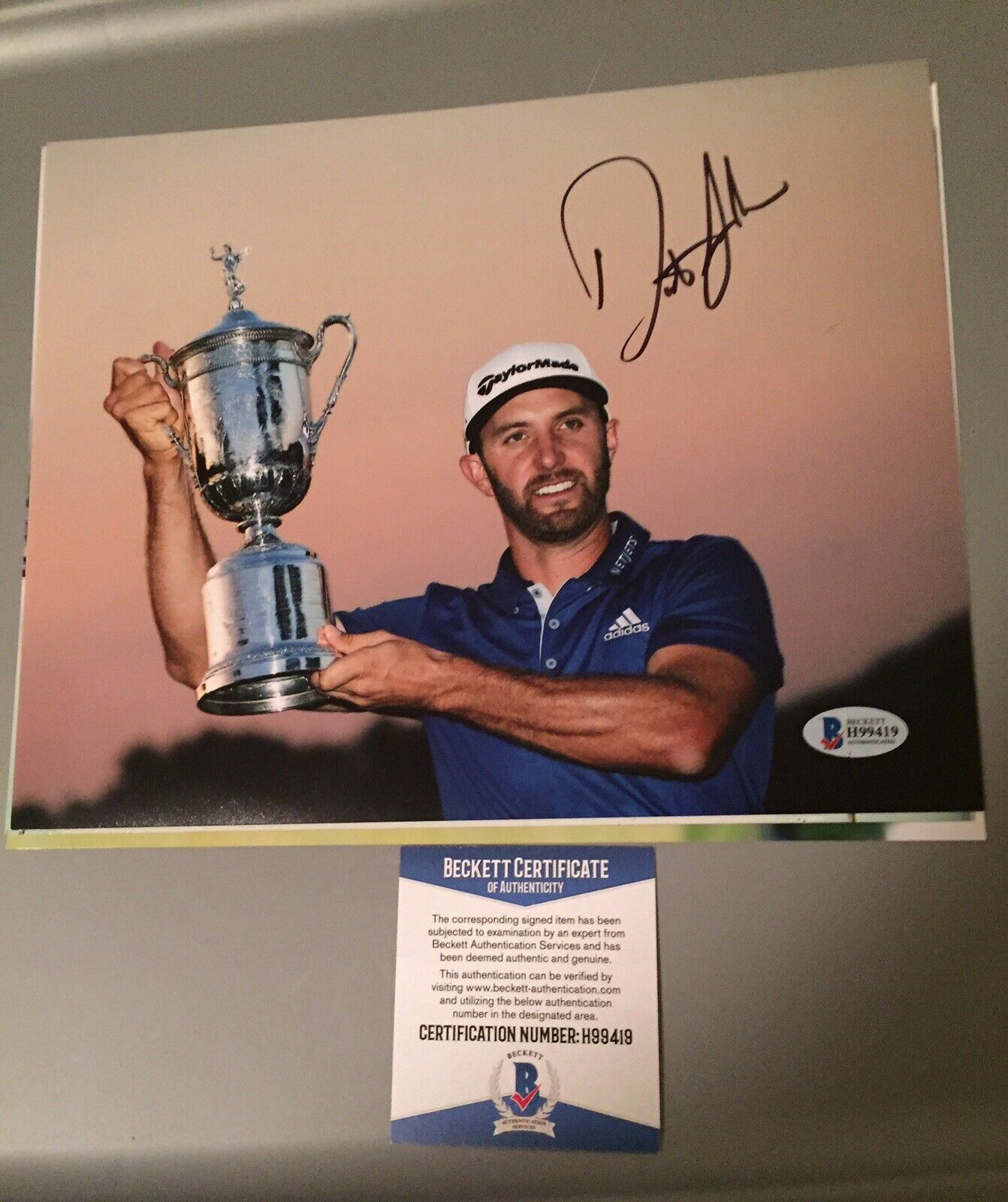 dustin johnson signed 8x10 Photo Poster painting Picture Beckett Coa