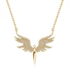 Ogrlica z angelskimi krili, nakit za ženske, veleprodajni obesek, obesek iz zlata, jekla, 4 barve, cirkonska modna ogrlica