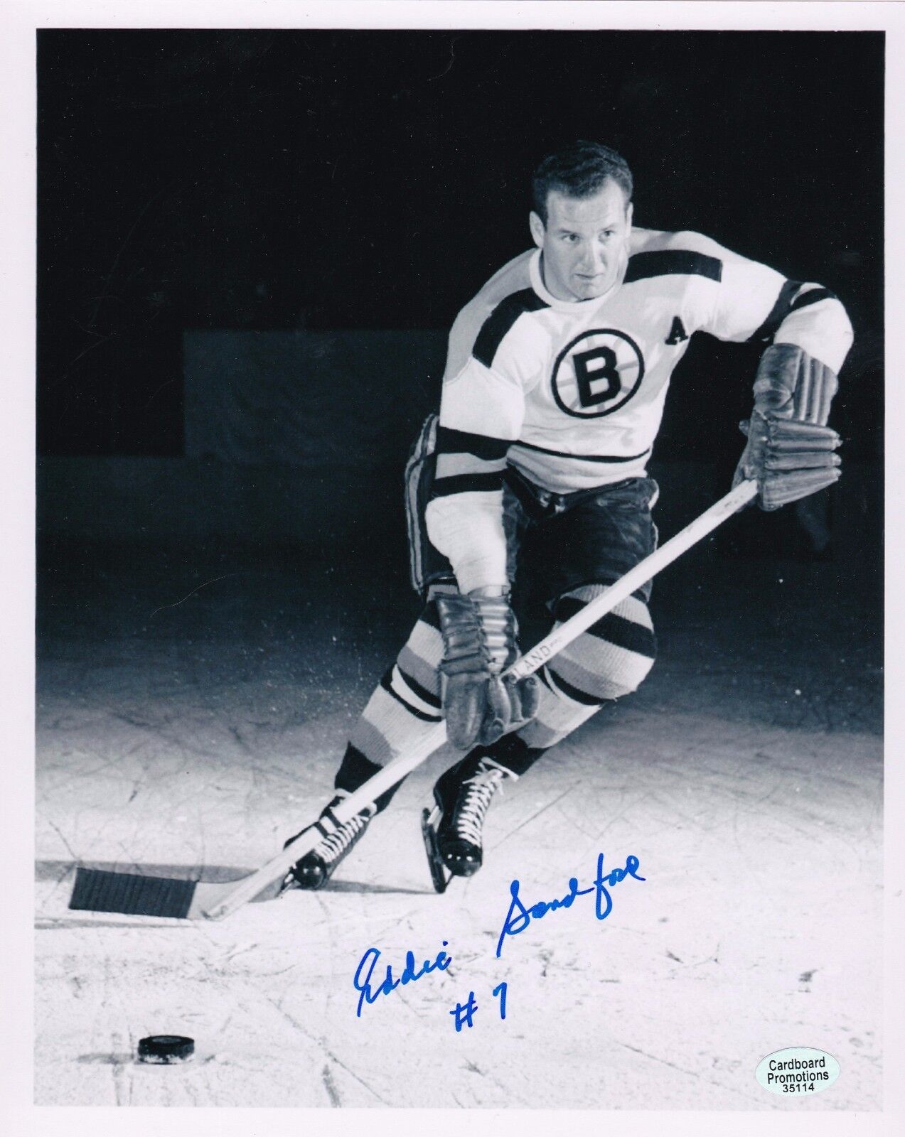 Eddie Sandford Boston Bruins Autographed 8x10 Hockey Photo Poster painting W/COA A LL