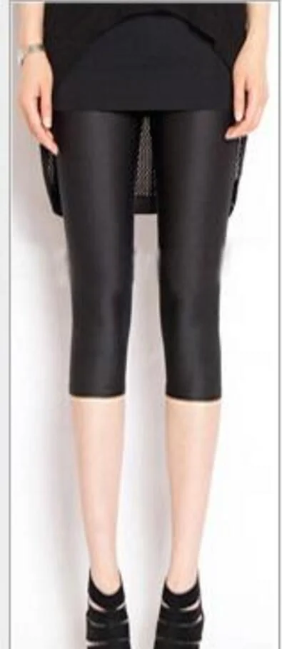 CUHAKCI Summer Fluorescent Shiny Leggings Women Spandex Shinny Pant Elasticity Casual Trousers High Waist Capris