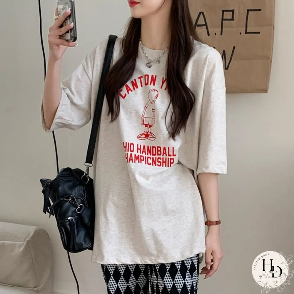 Spring Summer Letter White Shirts Women Loose Casual Print Tees Short Sleeves Student