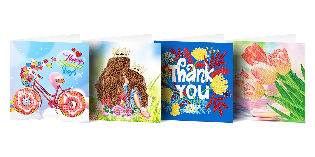 12pcs DIY Diamond Painting Greeting Cards Mosaic Birthday Postcard(15*15cm)