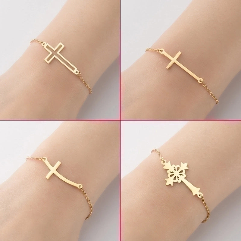 Minimalist Geometric 201 Stainless Steel 18K Gold Plated Bracelets In Bulk