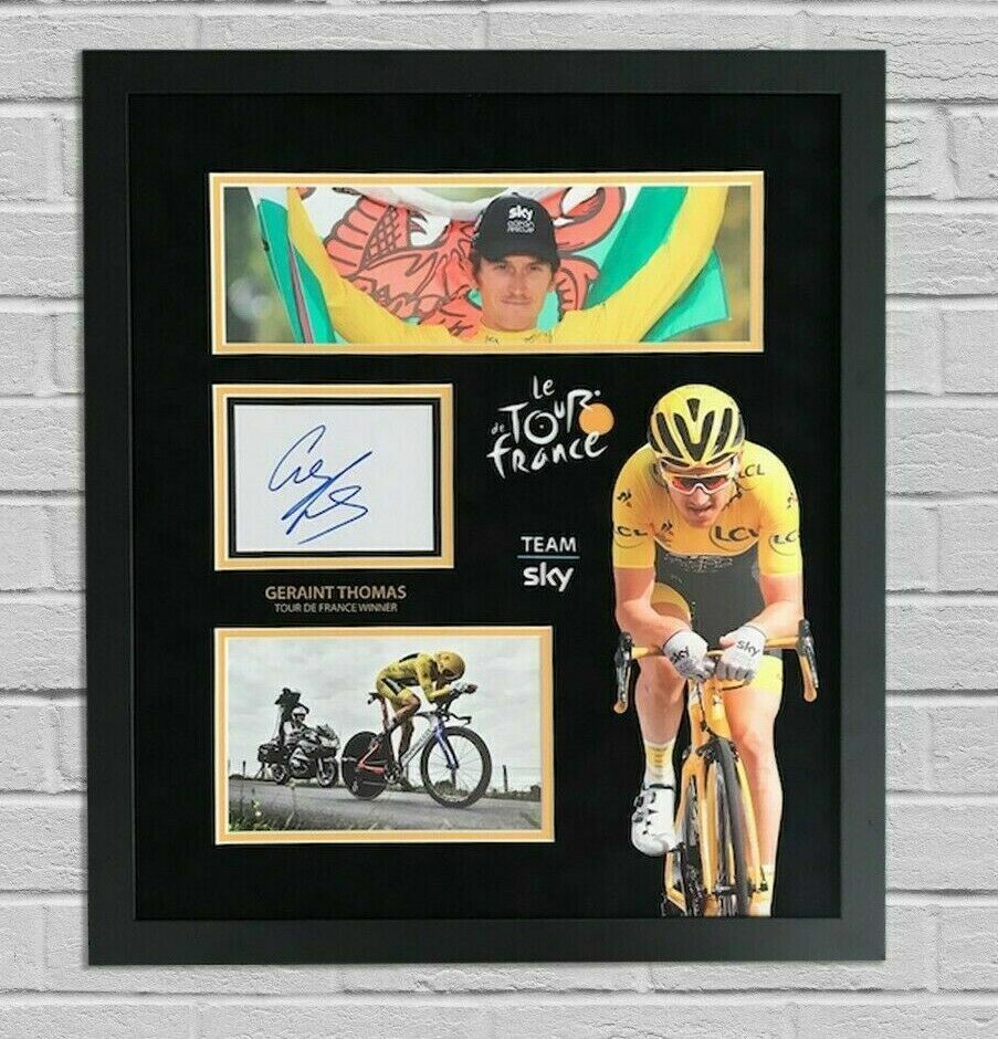 Geraint Thomas Tour De France SIGNED AUTOGRAPH Photo Poster painting Mount Display AFTAL COA