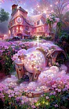 Pink House | Full Round/Square Diamond Painting Kits | 50x70cm | 60x80cm|80X100CM