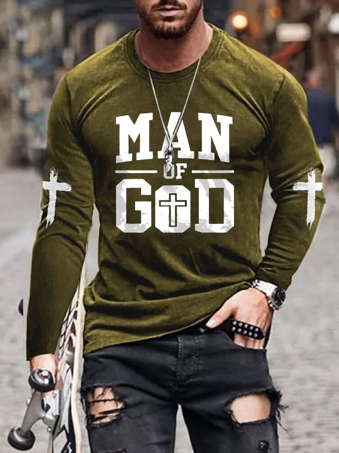 Men's MAN OF GOD Print Tee Shirt socialshop