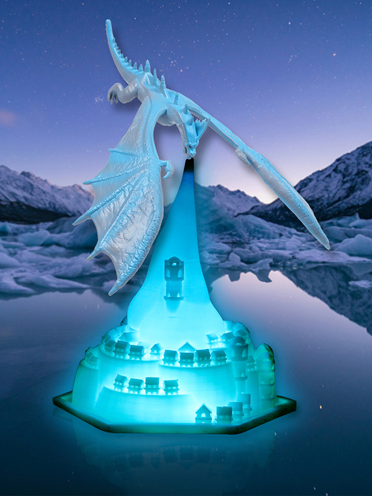 

3D Print LED Fire Dragon Ice Lamps Castle Night Light for Bedroom Decor, 501 Original
