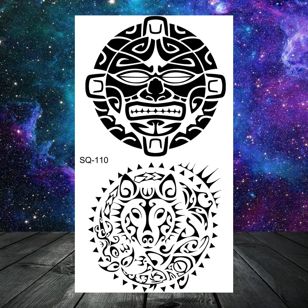 Sdrawing Seahorse Whale Temporary Tattoos For Women Men Cross Anchor Skeleton Thorns Elephant Fake Tattoo Fashion Tatoos Paper