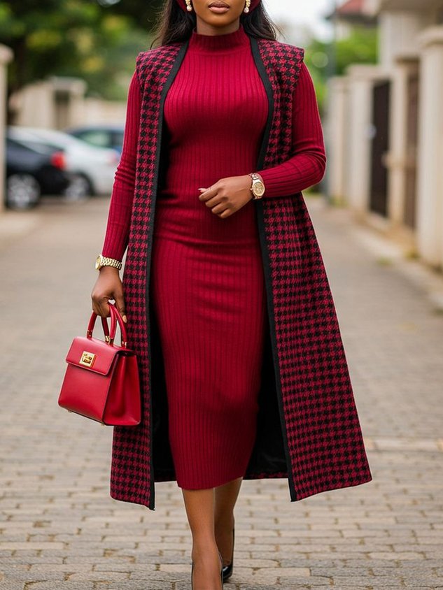 Urban Houndstooth Sleeveless Sweater Cardigan mysite idetrend
