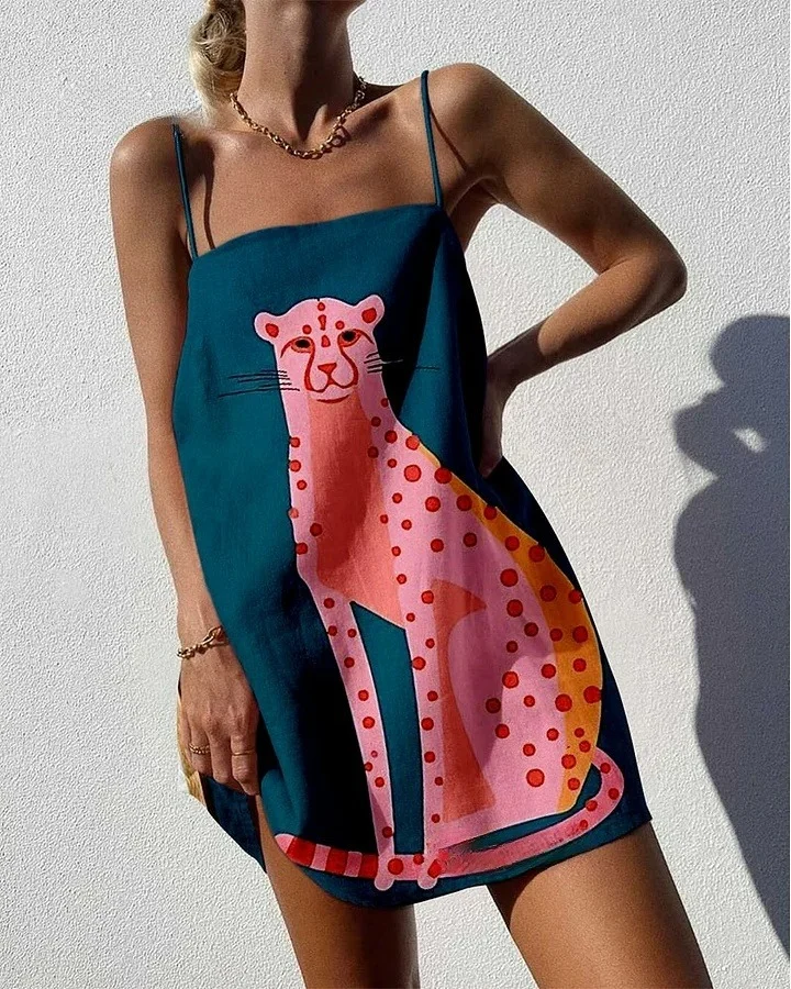 Casual Print Halter Dress