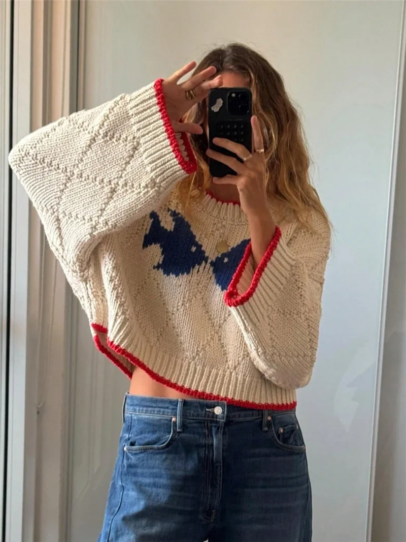Athvotar Athvotar Fashion Vintage Collidered Tramming Trams Design Knitted Loose Casual Sweater In Autumn/Winter 2025
