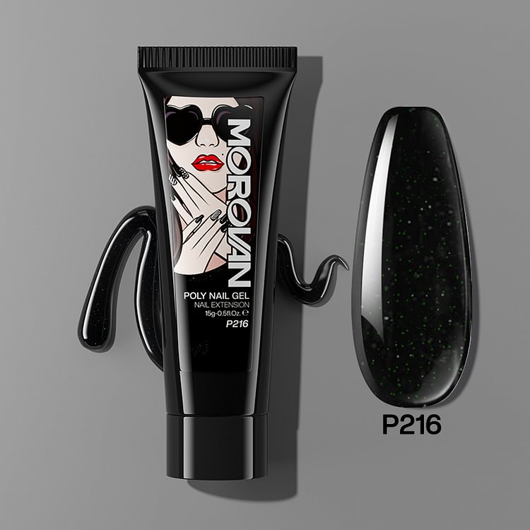 Night Stars Black Glitter Poly Nail Gel