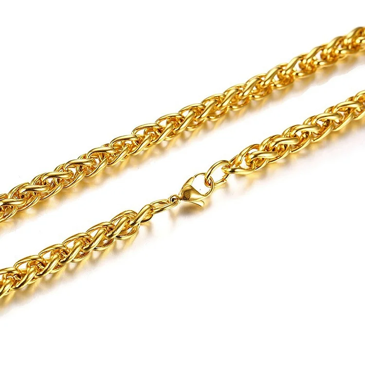 3-6MM Wide Men Stainless Steel Wheat Spiga Franco Chain-VESSFUL