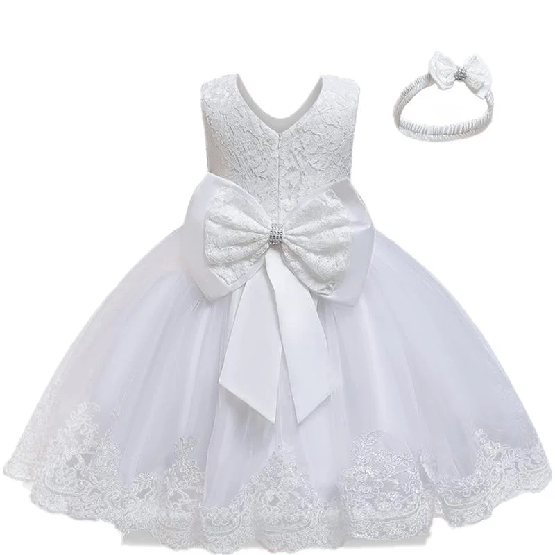 Baby Girl Dress 3pcs Elegant Princess Dress Birthday Party Dress Toddler Ball Gown Christening Gowns Infant Vestido For 0-2Yrs