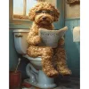 Framed Dog Sitting Toilet-Paint by Numbers Acrylic Painting 40*50cm(HOT)