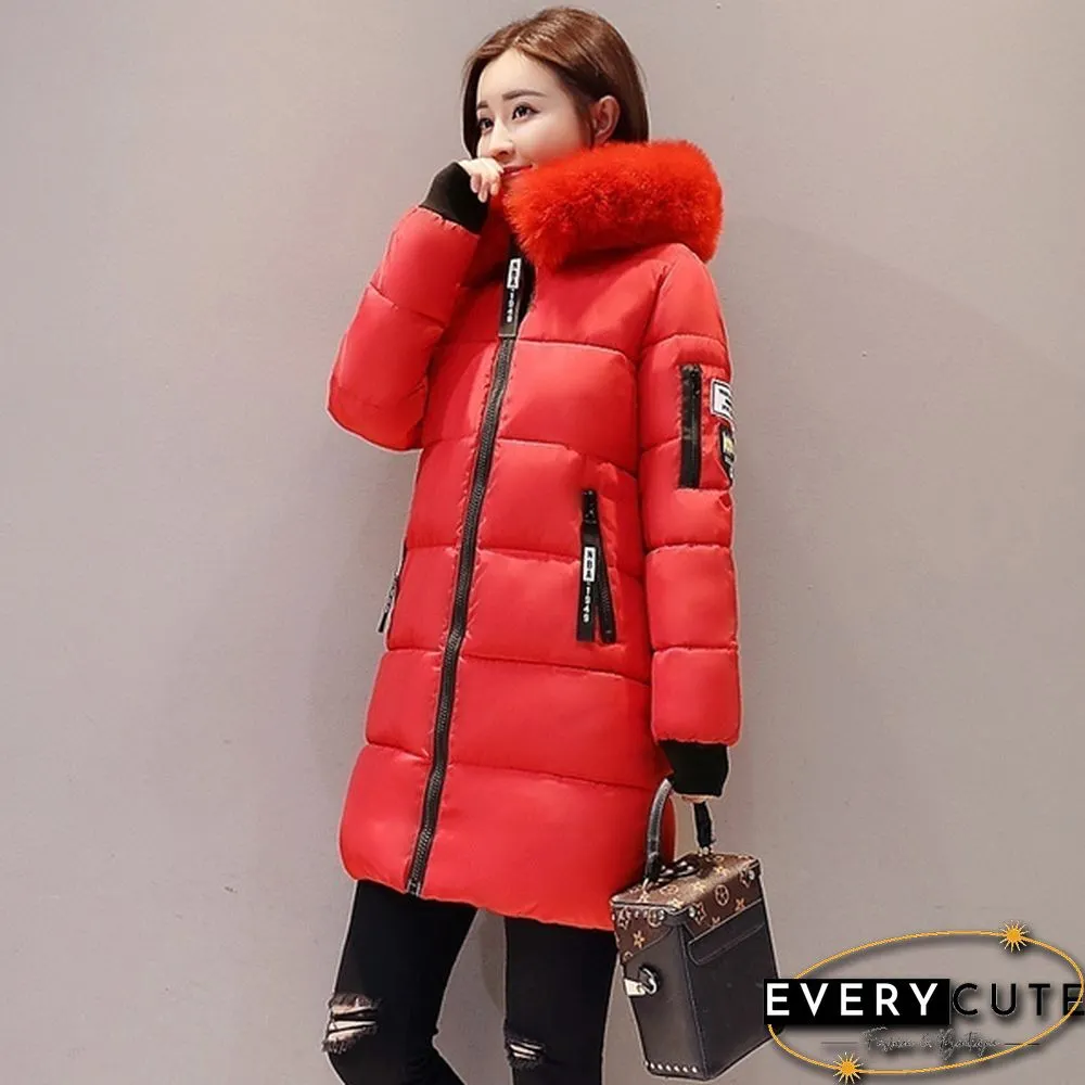 Winter Warm Long Coats Women Fashion Winter Long Fur Hooded Cotton Cotton-padded Jacket Warm Puffer Coats Jackets Warm Parkas