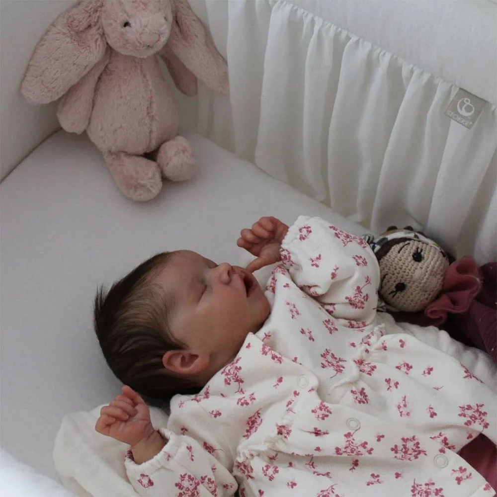 [New!]12"Baby Girl Doll Named Sanfa, Real Lifelike and Cute Soft Silicone Baby Newborn Reborn Sleeping Baby Doll