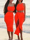 Irregular Clipping Sleeveless Two-Piece Suits