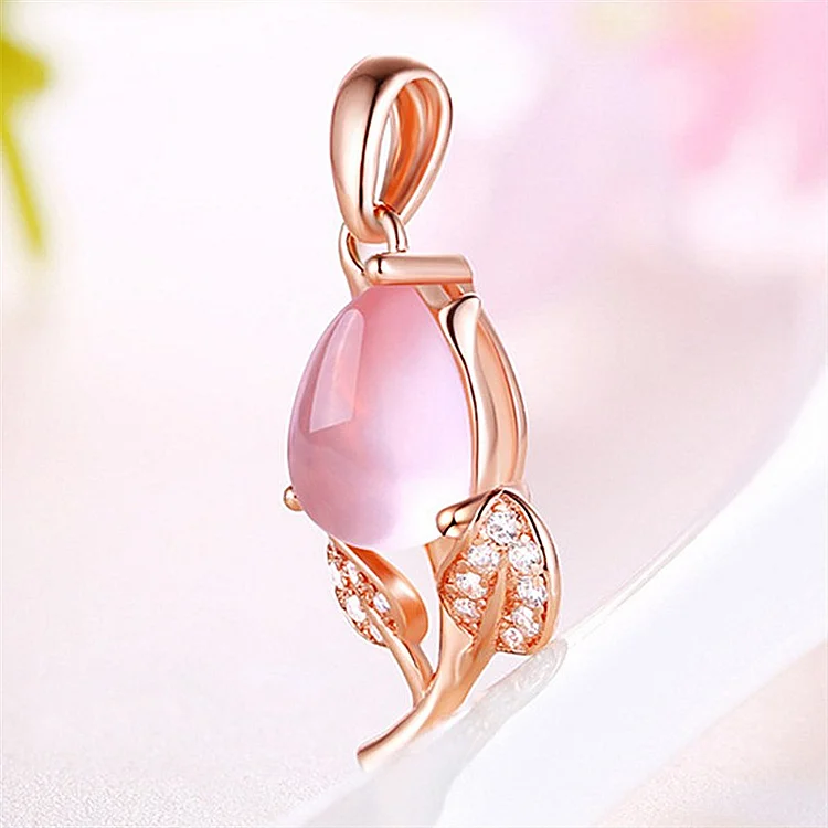 Fashion Pink Crystal Diamond Flower Leaf Necklace  Flycurvy [product_label]